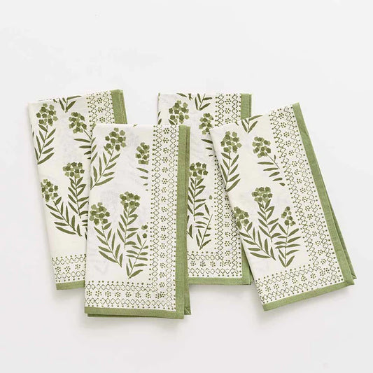 Pomegranate Phlox Green Napkin - 4 PC