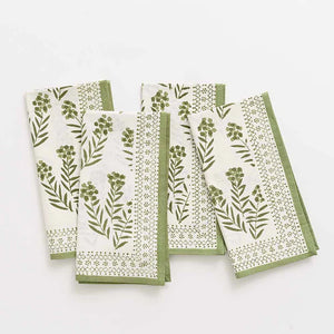 Pomegranate Phlox Green Napkin - 4 PC