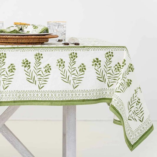 Pomegranate Phlox Green Tablecloth