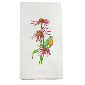 Coneflower with Bird Dishtowel