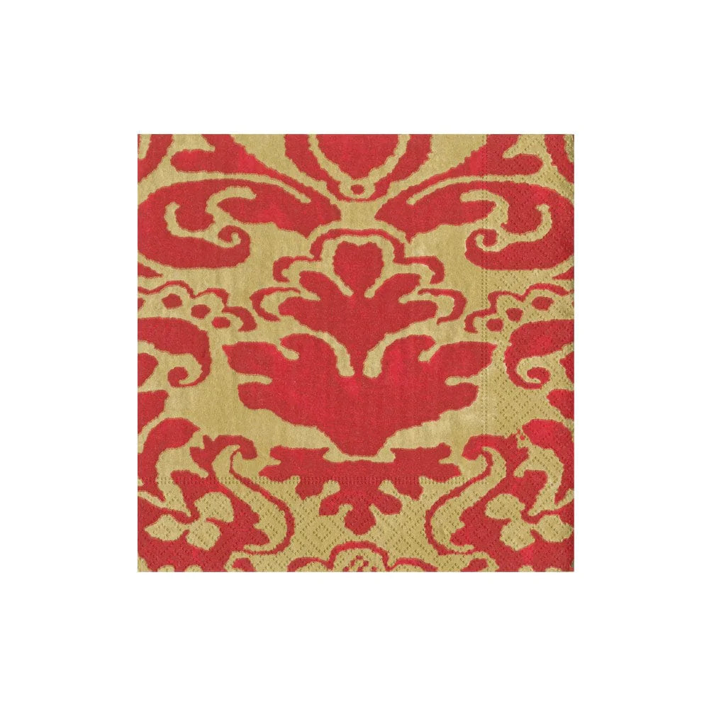 Caspari Palazzo Red Cocktail Napkins, Set of 20