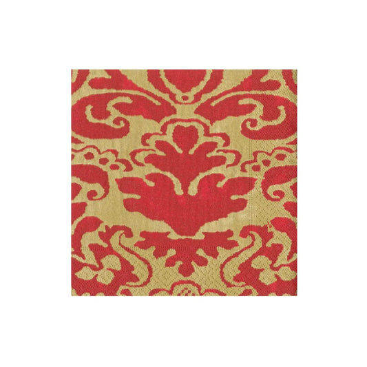 Caspari Palazzo Red Cocktail Napkins, Set of 20