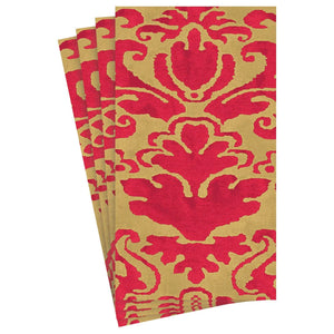 Caspari Palazzo Red Guest Towel Napkins, Set of 15