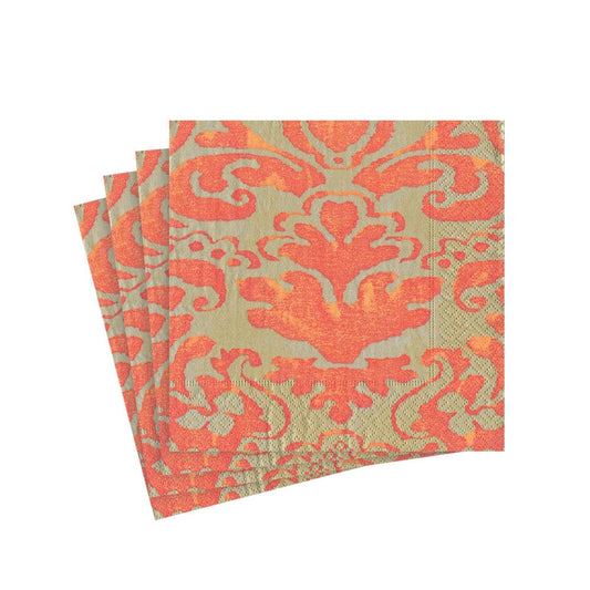 Caspari Palazzo Coral Cocktail Napkins, Set of 20