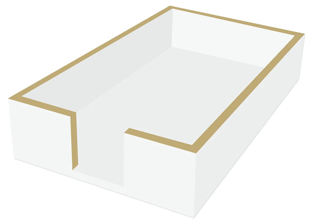 Wood Guest Towel Holder, White and Gold