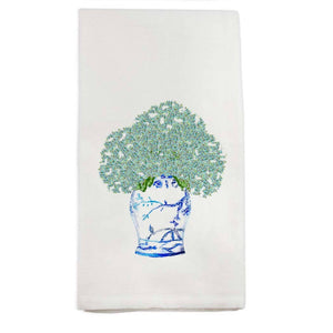 Blue White Jar with Hydrangeas Dishtowel