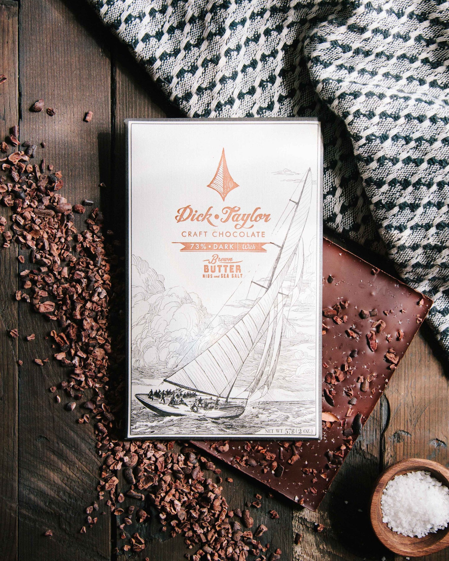 Dick Taylor Craft Chocolate Brown Butter w/ Nibs & Sea Salt 73% Dark Chocolate