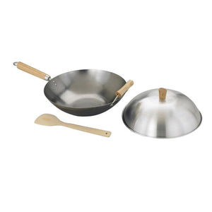 Helen's Asian Kitchen Carbon Steel Wok Set - 13.5"