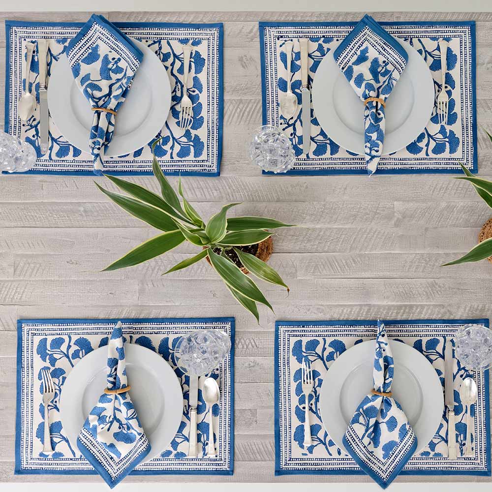 Pomegranate Ginkgo Blue Napkin - 4 PC