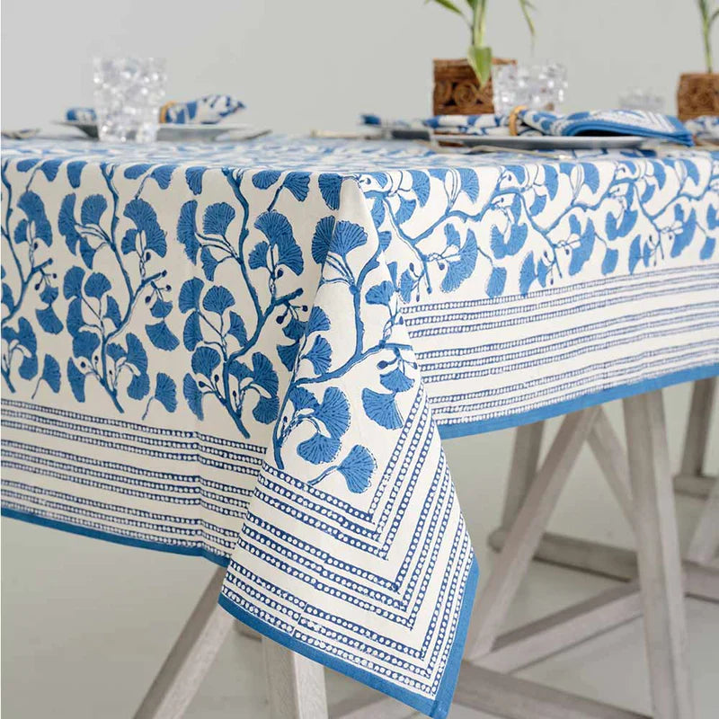 Pomegranate Ginkgo Blue Tablecloth
