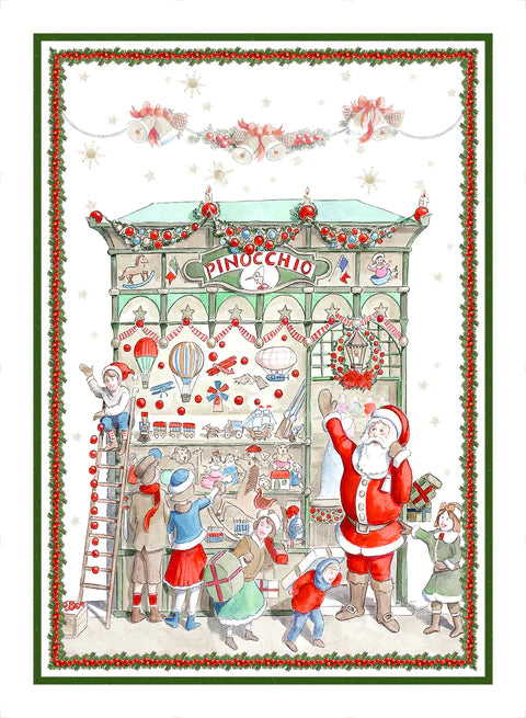 
            
                Load image into Gallery viewer, Tessitura Toscana Telerie - Christmas Shopping Kitchen Towel
            
        