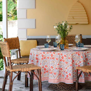 Pomegranate Cactus Flower Ivory Tablecloth