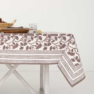 Pomegranate Ginkgo Taupe Tablecloth