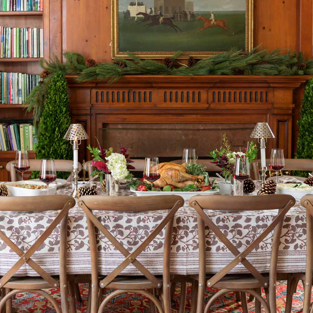 Pomegranate Ginkgo Taupe Tablecloth