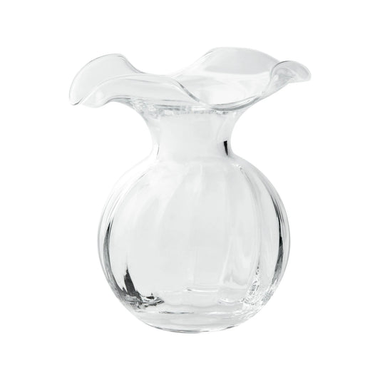 Vietri Hibiscus Glass Small Fluted Vase, Clear