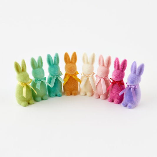 Flocked Pastel Button Nose Bunny - 6"
