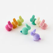 Flocked Pastel Seated Bunny with Pom Pom Tail - 3.5"