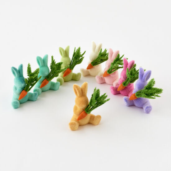 Flocked Bunny with Carrot - 6.5"
