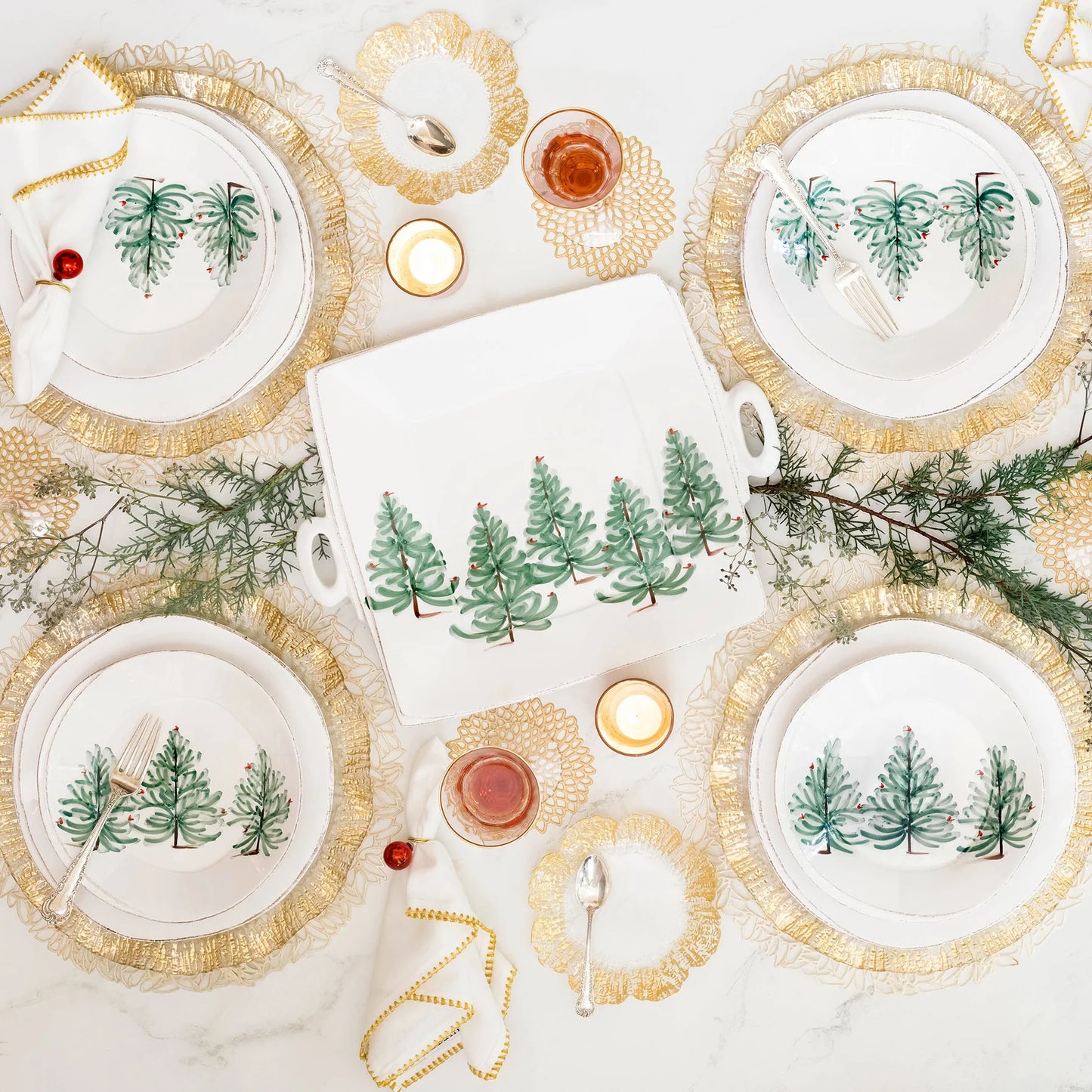 Vietri Lastra Holiday European Dinner Plate