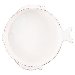 Vietri Melamine Lastra Fish White Medium Serving Bowl
