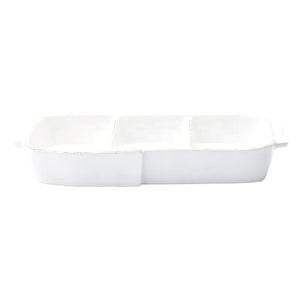 Vietri Melamine Lastra White Three-Part Server