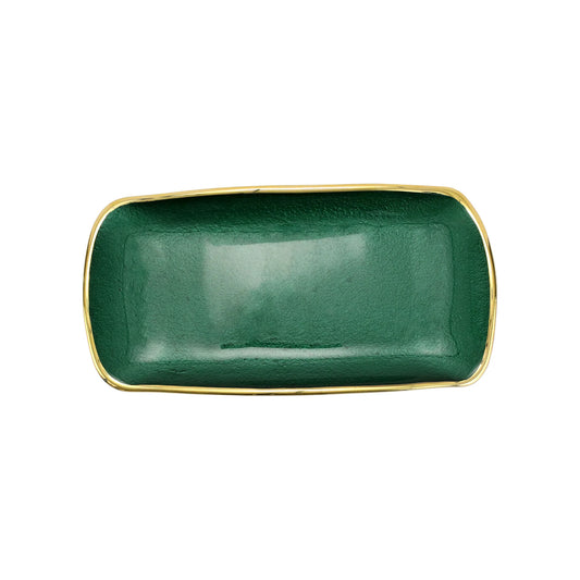 Vietri Metallic Glass Emerald Rectangular Tray