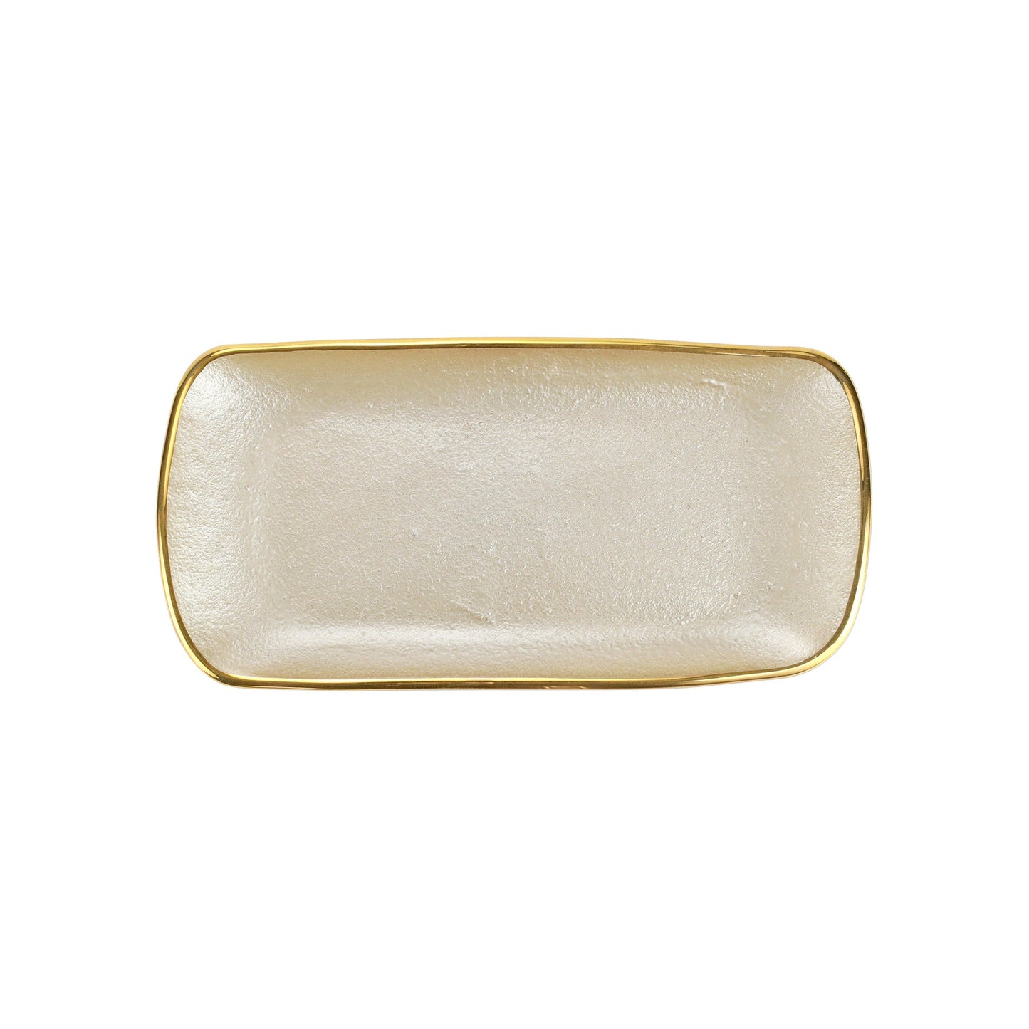 Vietri Metallic Glass Pearl Rectangular Tray