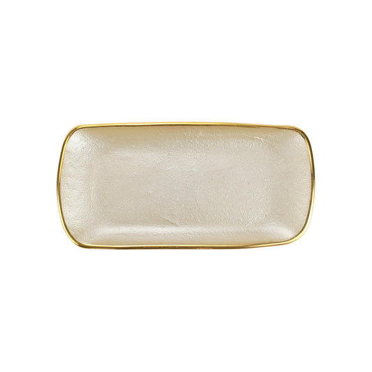 Vietri Metallic Glass Pearl Rectangular Tray