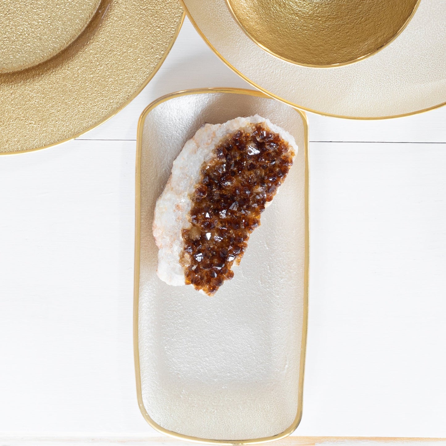 Vietri Metallic Glass Pearl Rectangular Tray