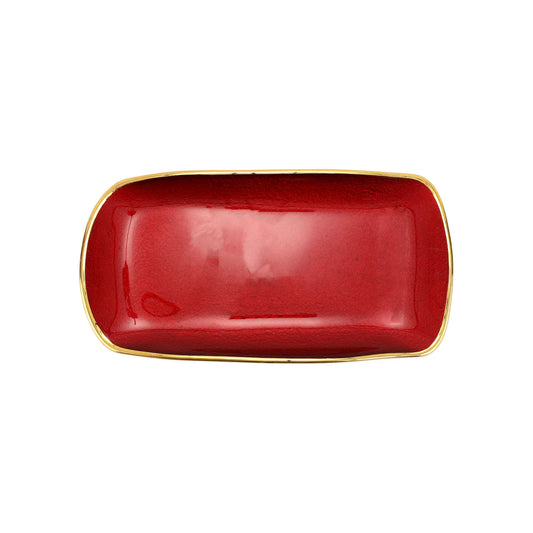 Vietri Metallic Glass Ruby Rectangular Tray