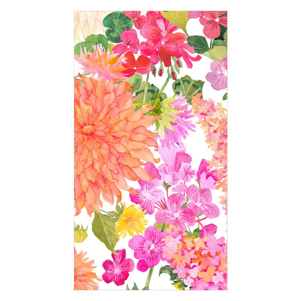 Caspari Summer Blooms Guest Towel Napkins, Set of 15