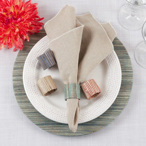 Shimmering Woven Nubby Napkin Ring- Natural