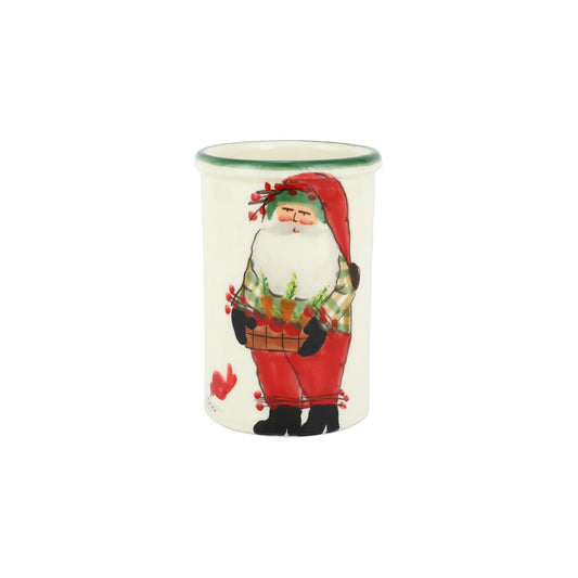 Vietri Old St. Nick Utensil Holder with Carrots