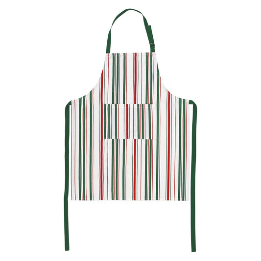 Vietri Bohemian Linens Stripe Apron - Red/ Green