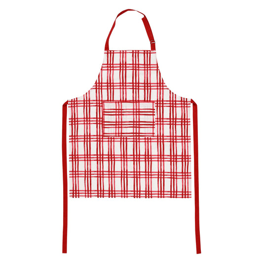 Vietri Bohemian Linens Plaid Apron - Red/ White
