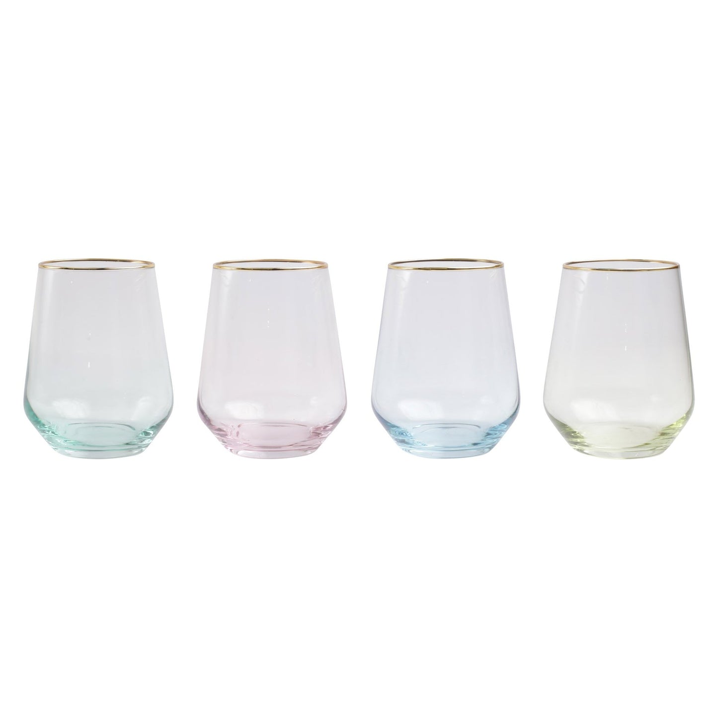 Vietri Rainbow Assorted Stemless Wine Glasses - 4 PC