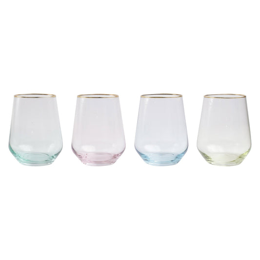 Vietri Rainbow Assorted Stemless Wine Glasses - 4 PC