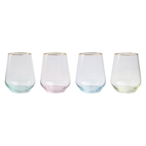 Vietri Rainbow Assorted Stemless Wine Glasses - 4 PC