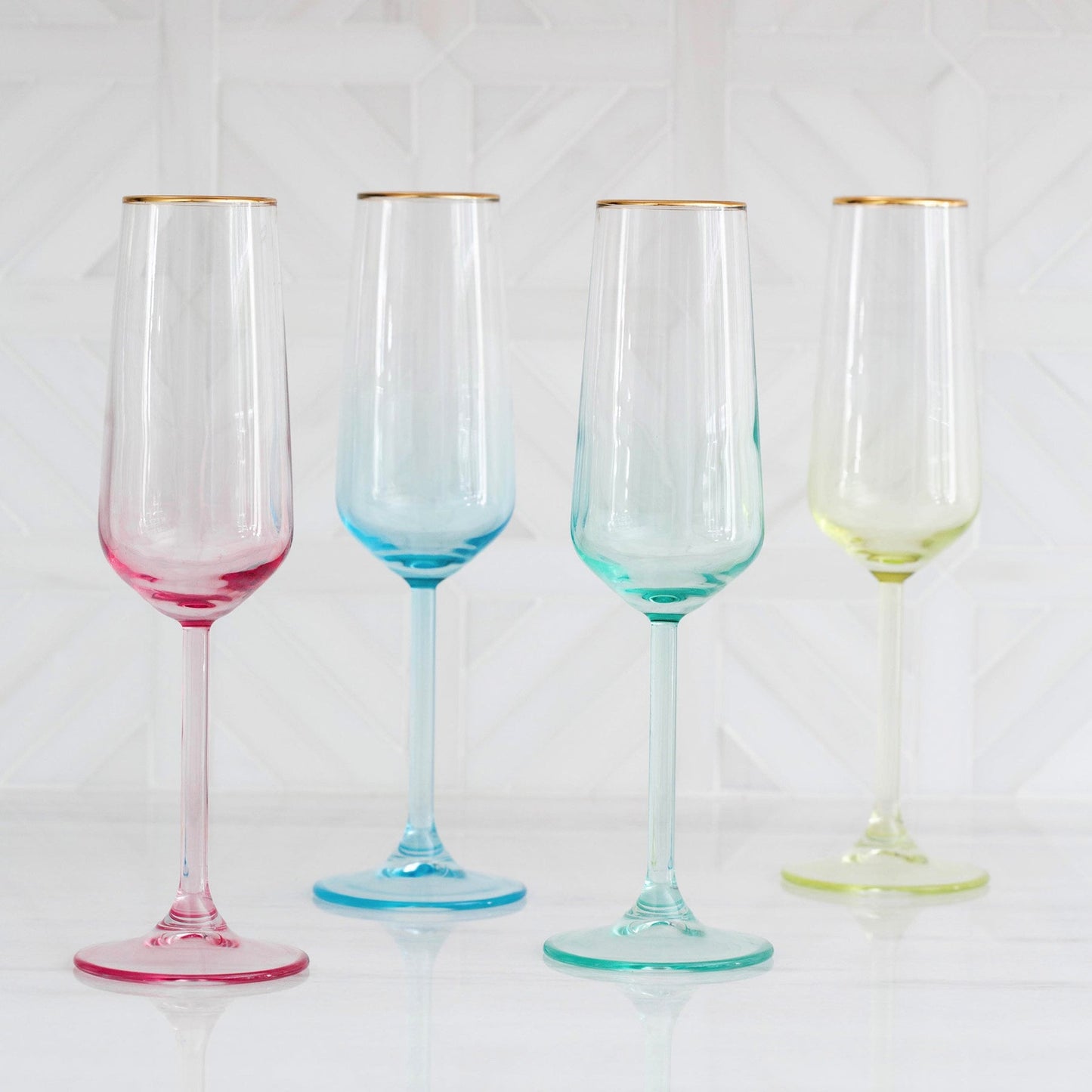 Vietri Rainbow Assorted Champagne Flutes - 4 PC