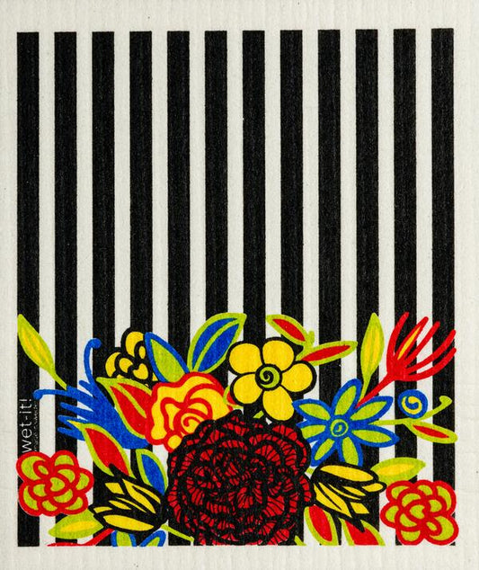 Wet it Striped Floral Dishcloth