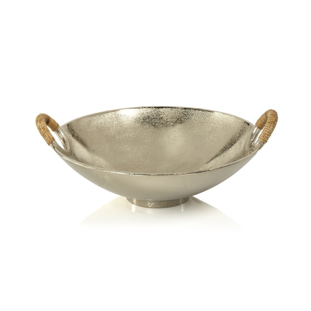 Mendocino Aluminum Bowl with Rattan Wrapped Handles