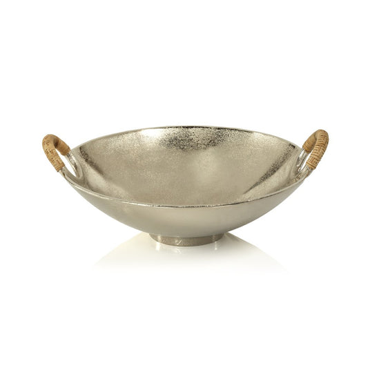 Mendocino Aluminum Bowl with Rattan Wrapped Handles
