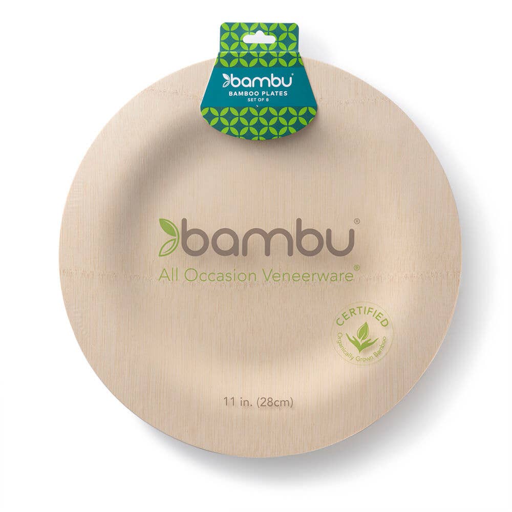 bambu® Disposable Bamboo Round Plates, 11"