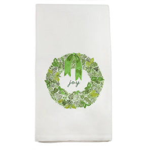 Green Wreath with Joy Dishtowel