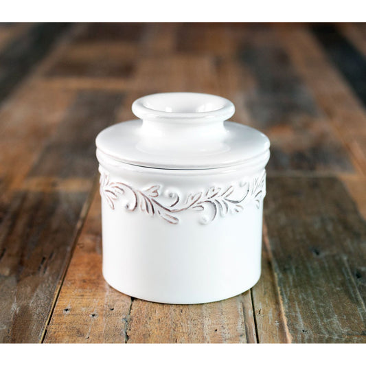 Butter Bell Crock Antique White Linen