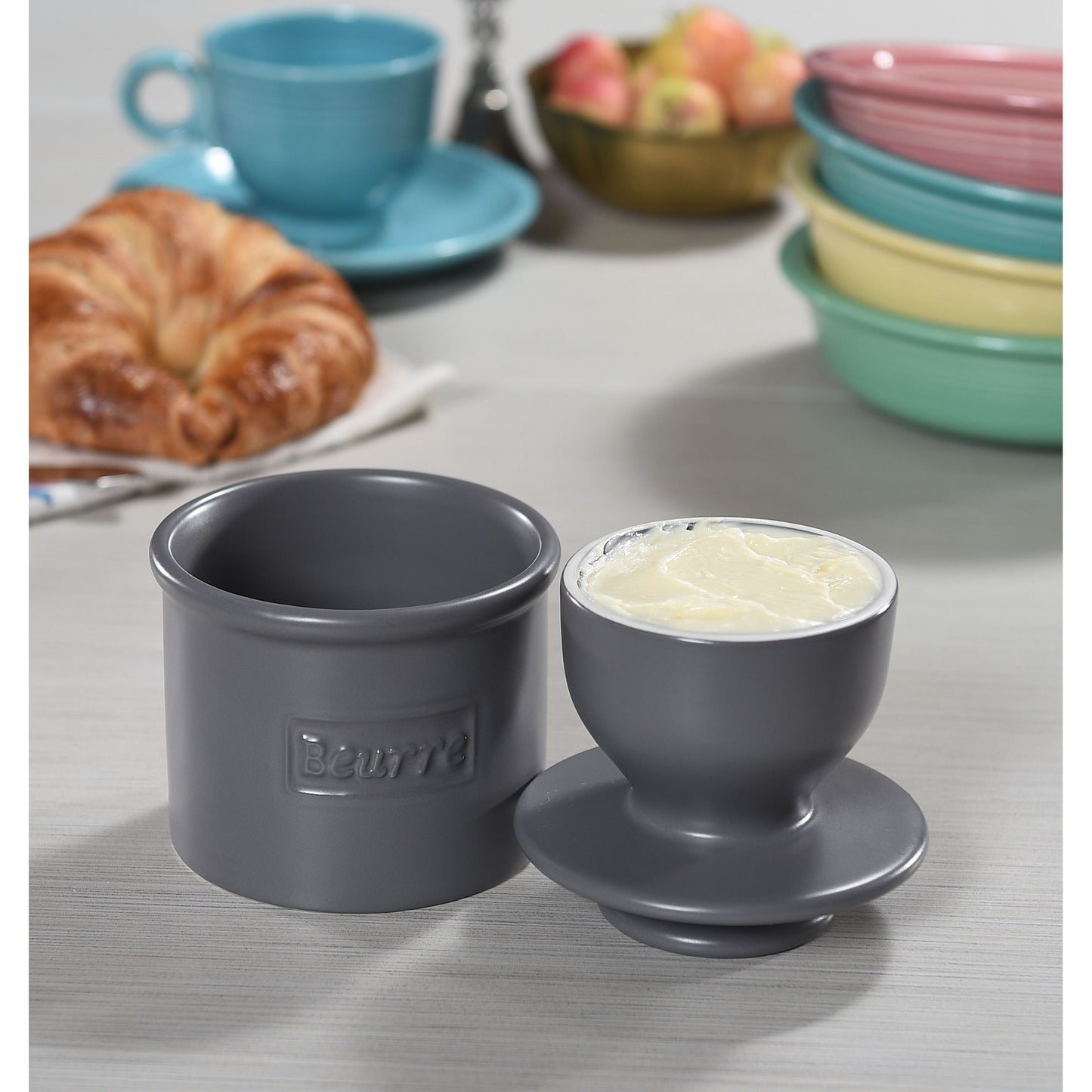 Butter Bell Crock Cafe Matte Steel Grey
