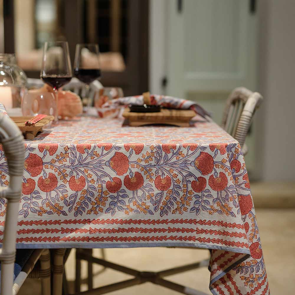 Pomegranate Cactus Flower Ivory Tablecloth