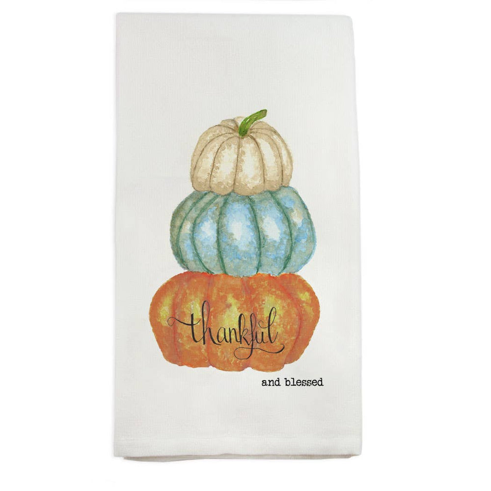 
            
                Load image into Gallery viewer, Pumpkins Thankful &amp;amp; Blessed Dishtowel
            
        