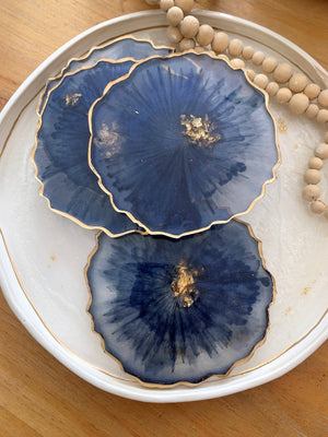 
            
                Load image into Gallery viewer, Round Geode Coasters - Navy
            
        