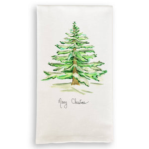 Wintery Tree with Merry Christmas Dishtowel